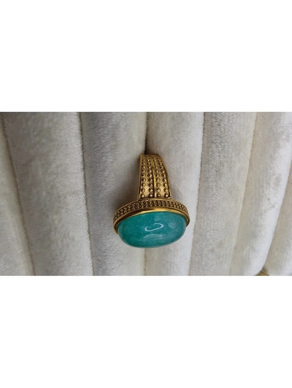Gold Tone Amazonite Stone Ring Size 7